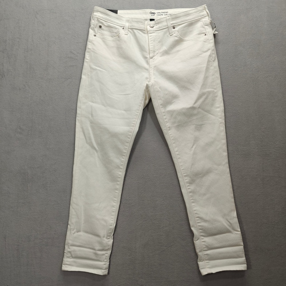 Gap White Denim Girlfriend Jeans Womens 10/30R Preppy Normcore Staple Minimalist
